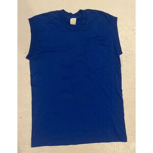 Vintage 70s 80s NOS Blank Single Pocket Sleeveless Muscle T Shirt Mens L USA